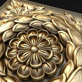 3D model Flower with leaves in a square (STL)